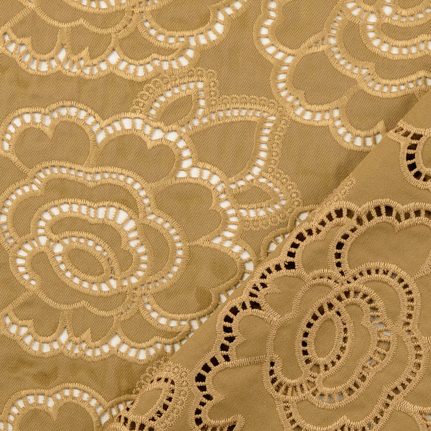 denim fabric beige embroidered 