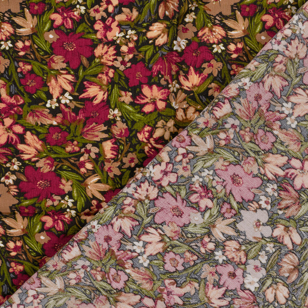 Viscose Nylon Ottoman tissu fleurs imprimé 