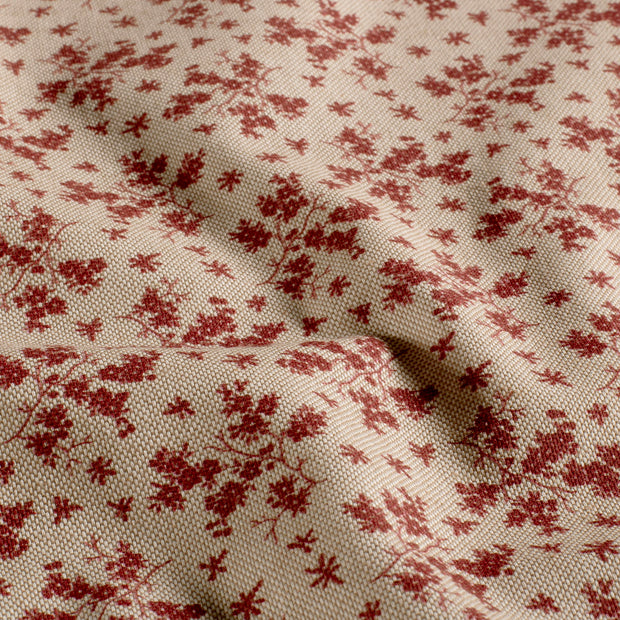 Aspect Lin tissu fleurs Rouge Bordeaux