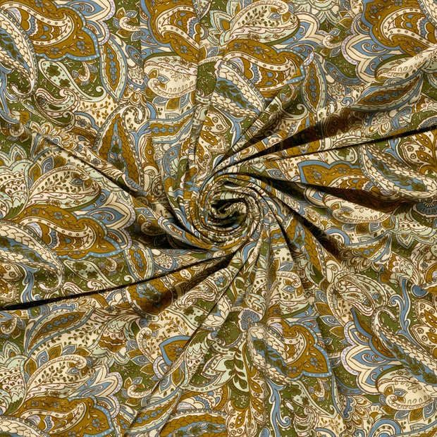 Viscose Vortex Jersey fabric Oker printed 