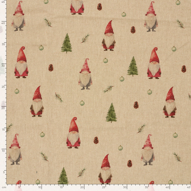 Linen Look fabric Christmas trees Beige