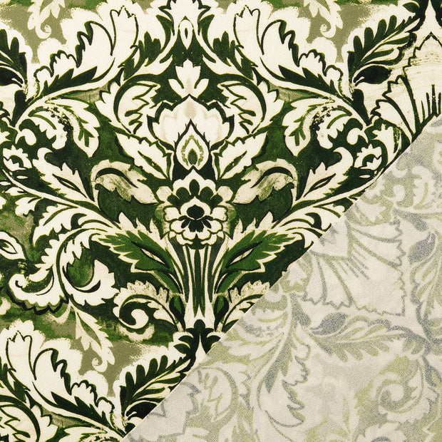 Viscose Crêpe tissu Vert Olive imprimé numérique 