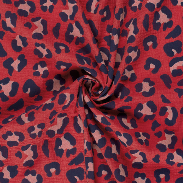 Double gaze tissu Fuchsia teint et imprimé 