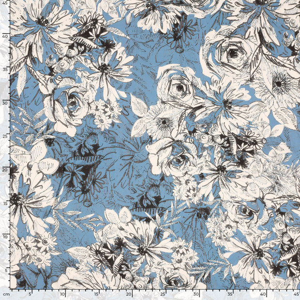 Köper fabrik Blumen Indigoblau