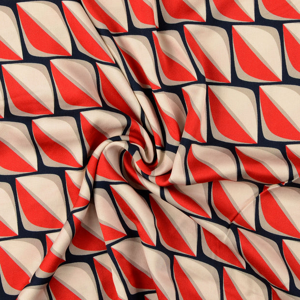 Viscose Satin tissu Bleu Marine 