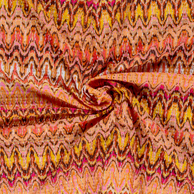 Plissé fabric Orange digital printed 