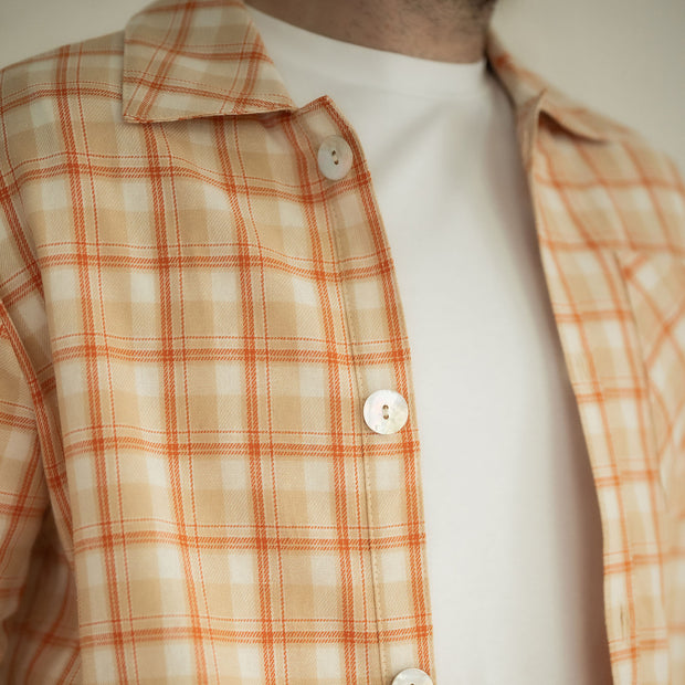 Flanell fabrik Karo's Beige