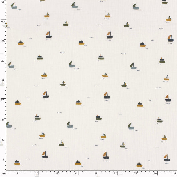 Double gaze tissu voiliers Blanc cassé