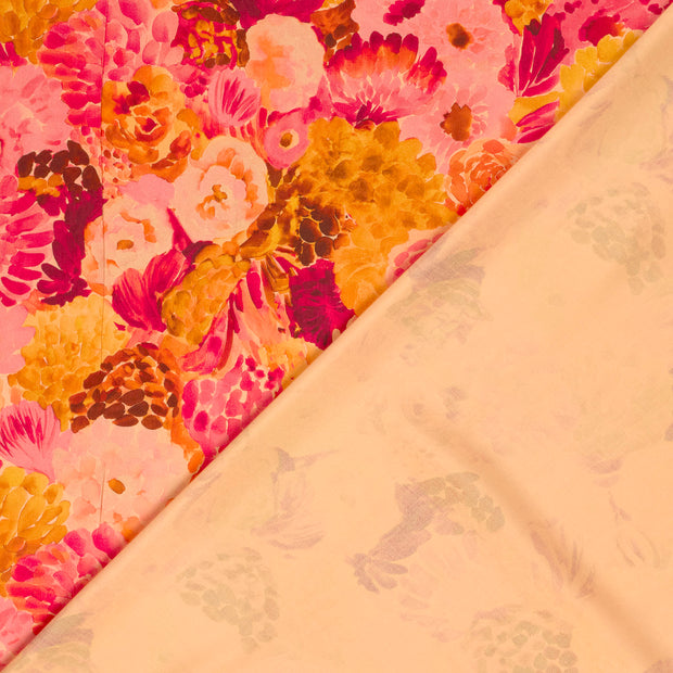 Viscose Satin tissu fleurs imprimé numérique 