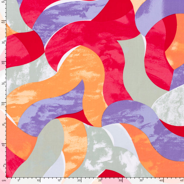 Bamboo Poplin fabric Abstract Coral