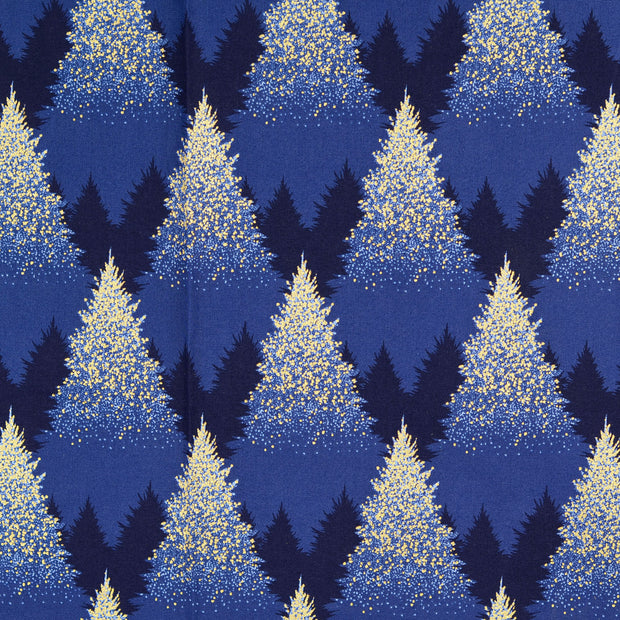  tissu arbres Bleu Marine
