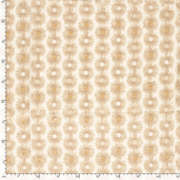  tissu fleurs Blanc cassé