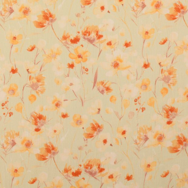 Velours Côtelé bébé 21w tissu fleurs Beige