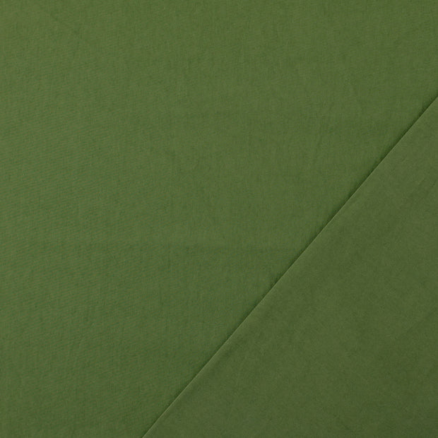 Popeline de Coton tissu Vert Olive Pré-lavé 