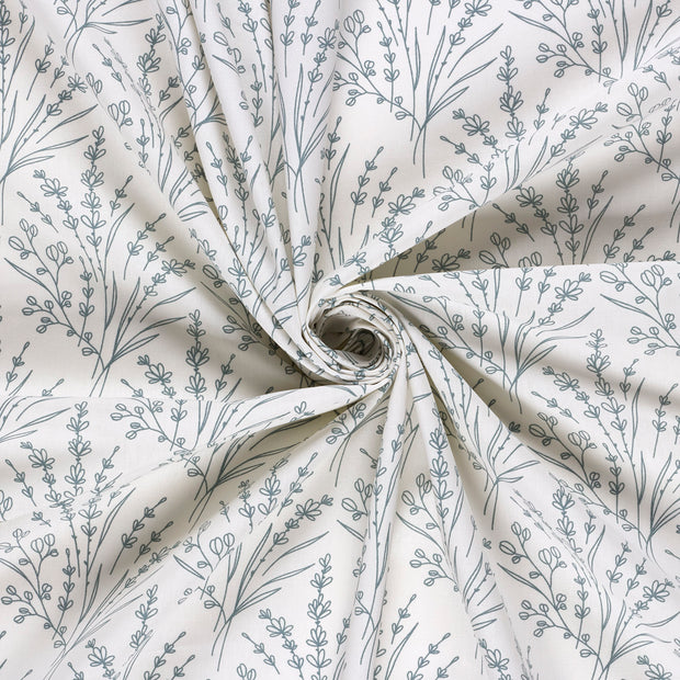 Popeline de Coton tissu Blanc cassé imprimé 