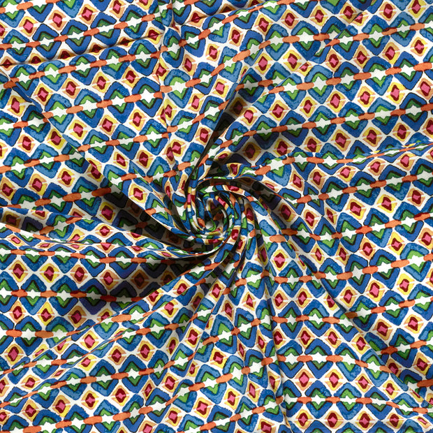 Viscose Poplin fabric Indigo printed 