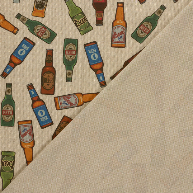 Linen Look fabric Bottles digital printed 