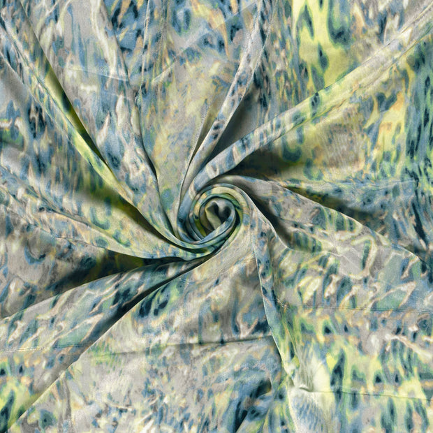 Satin Velvet fabric Indigo printed 
