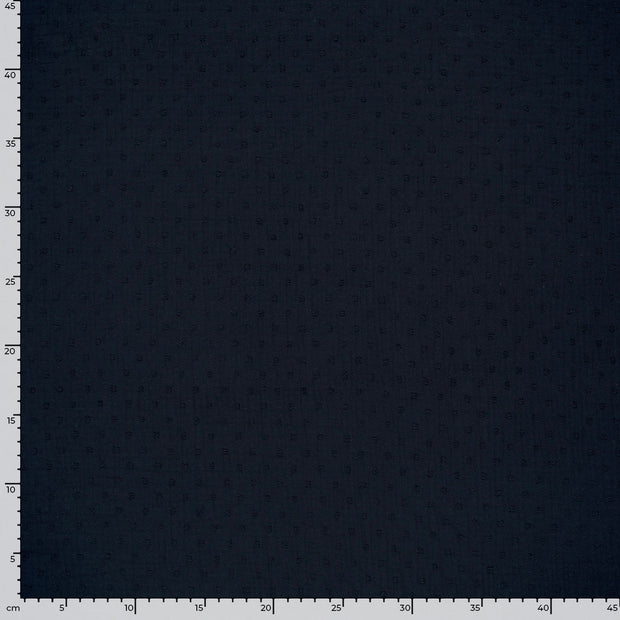 Double gaze tissu pois Bleu Marine