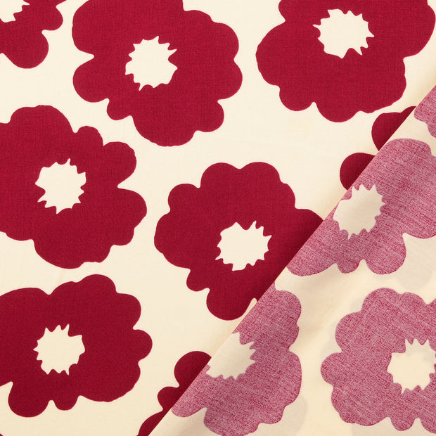 Popeline de Viscose tissu Bordeaux imprimé 