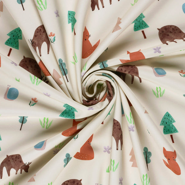 Softshell fabric Beige digital printed 