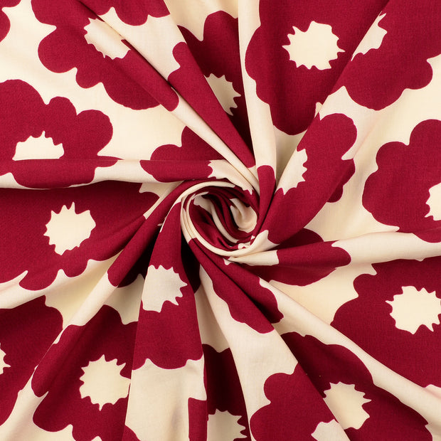 Popeline de Viscose tissu Bordeaux 