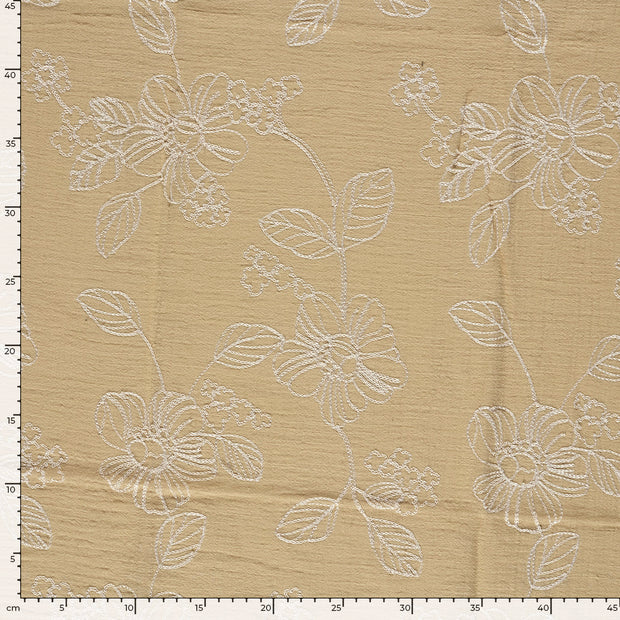  tissu fleurs Beige