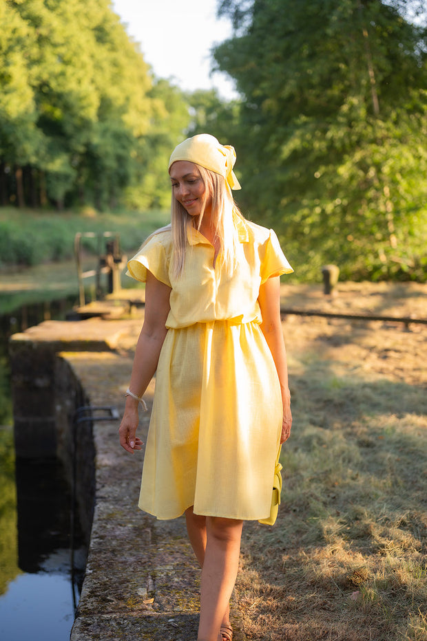Woven Polyester fabric Unicolour Light Yellow