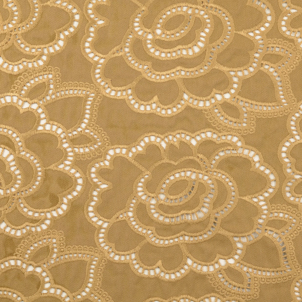 denim fabric Flowers beige