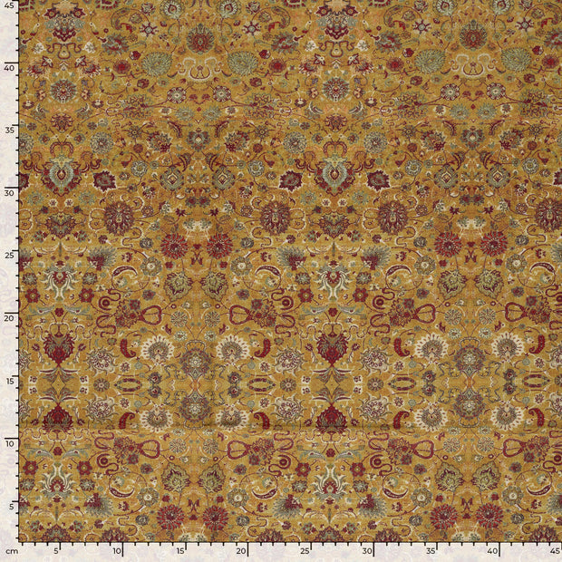 Cotton Poplin fabric Flowers Oker