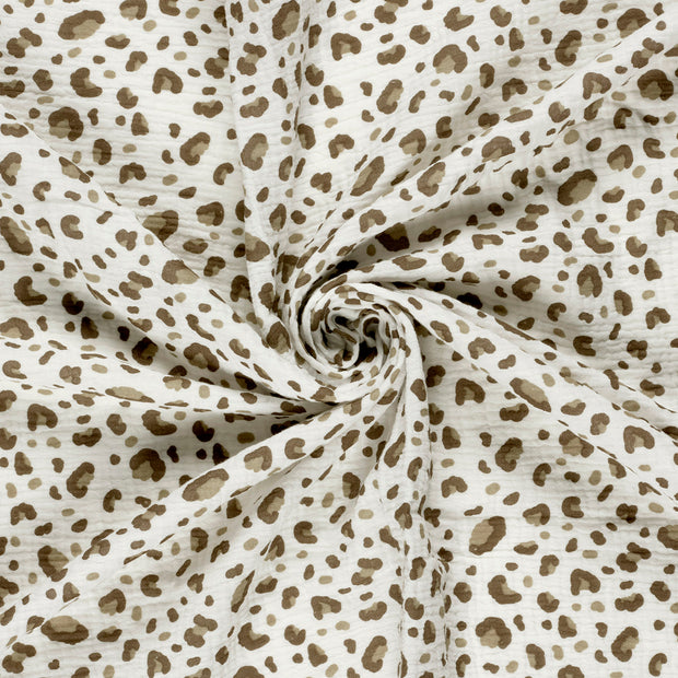 Muslin fabric Off White printed 
