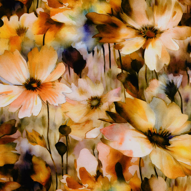 Viscose Poplin fabrik Blumen orange