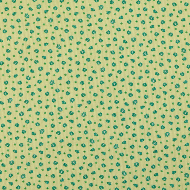 Velours Côtelé 4.5w tissu fleurs Menthe foncée