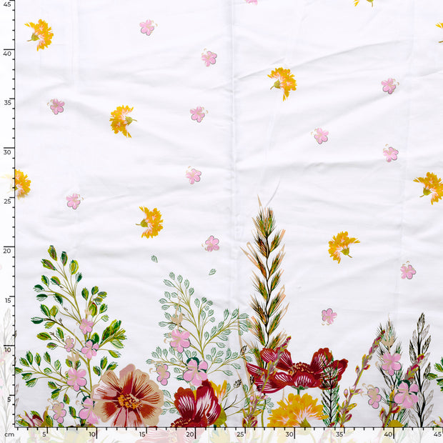 Cotton Satin fabric Flowers Yellow