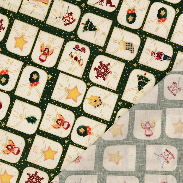 CO Popeline fabrik Dunkelgrün bedruckt 