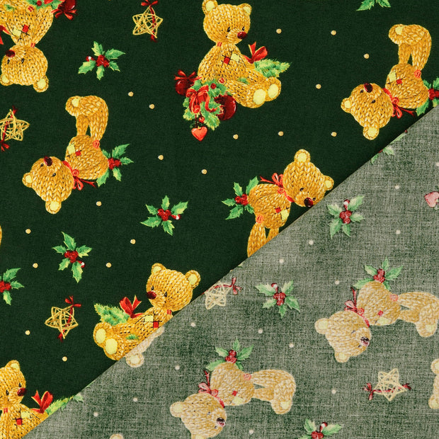 CO Popeline fabrik grün bedruckt 