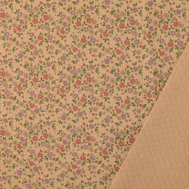 Cotton Poplin fabric Beige printed 
