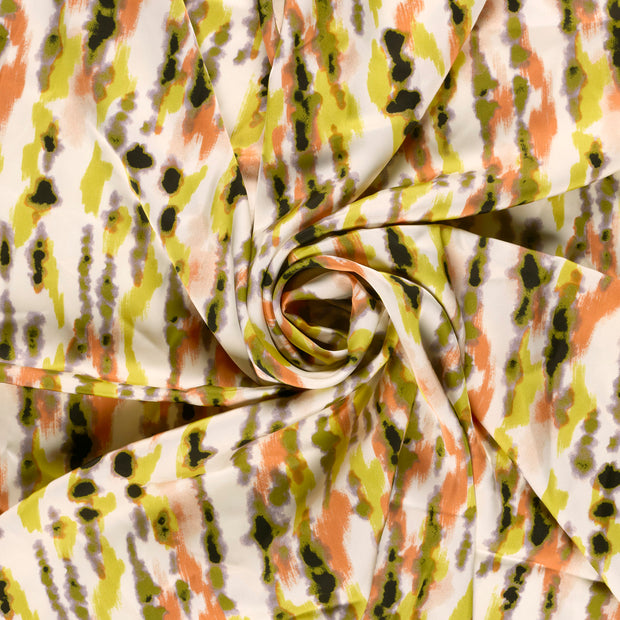 Satin Duchesse tissu Jaune imprimé 