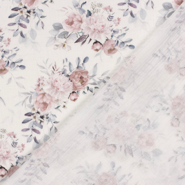 Double gaze tissu fleurs imprimé numérique 