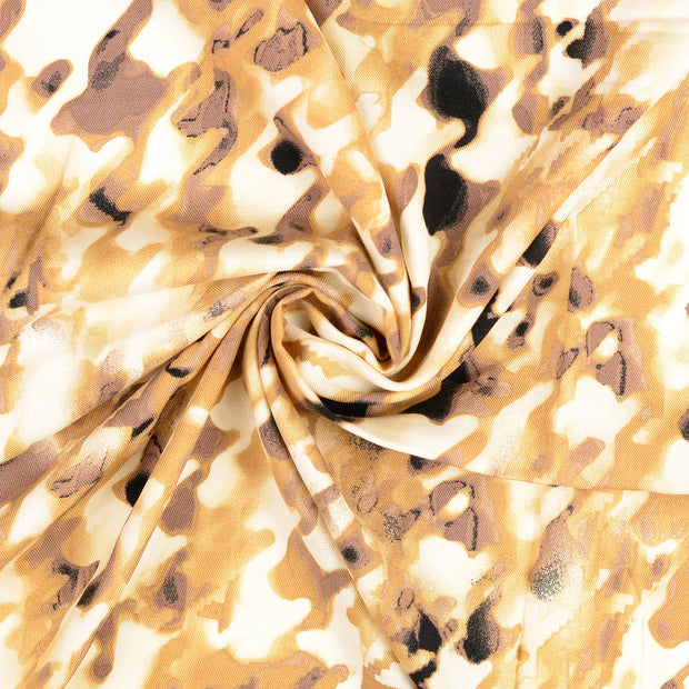 Sergé de Viscose tissu beige imprimé 