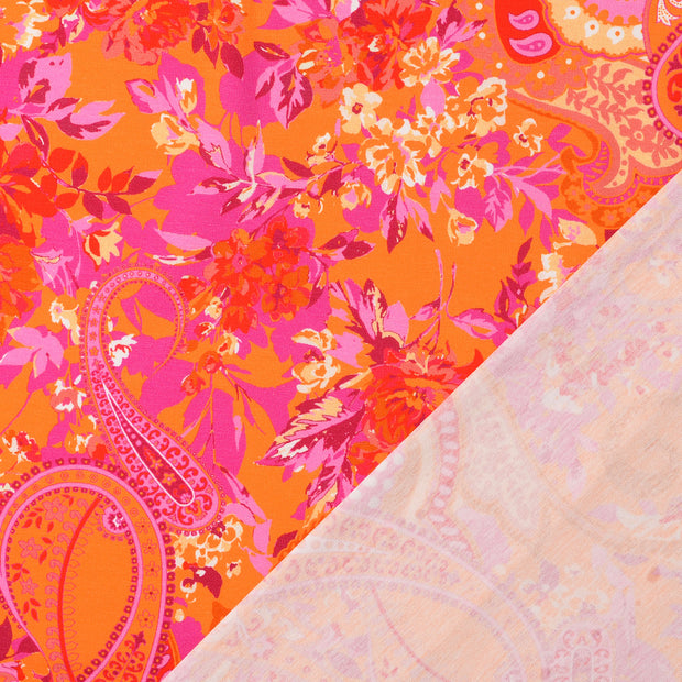 Cotton Jersey fabric Orange digital printed 