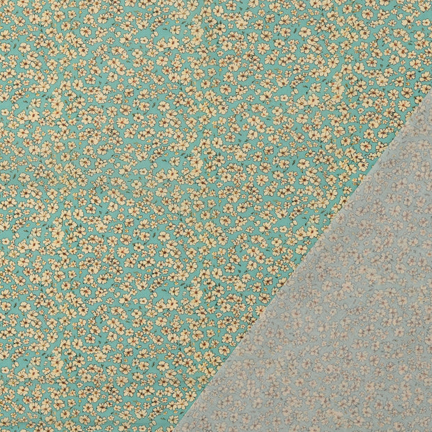 Voile tissu turquoise imprimé numérique 