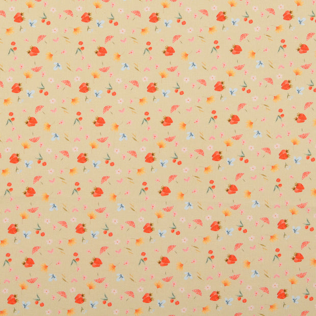 cretonne tissu fruits beige