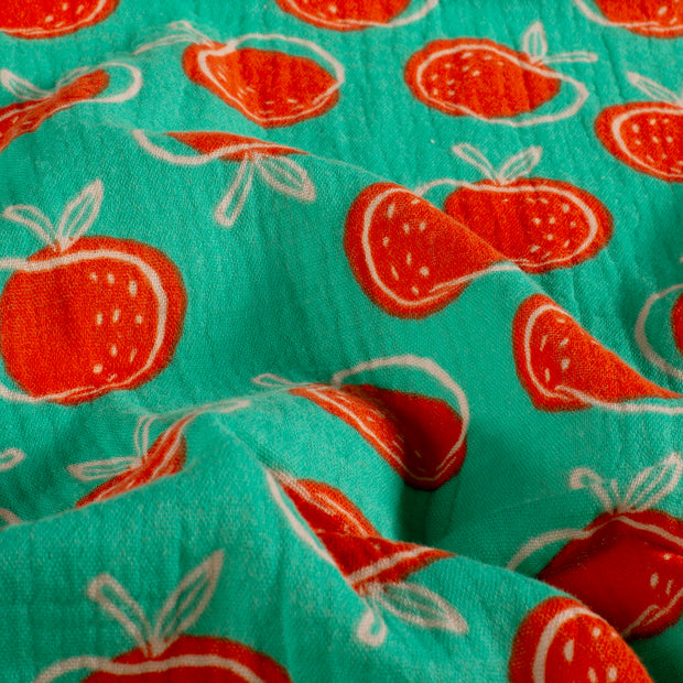 Double gaze tissu pommes Menthe foncée