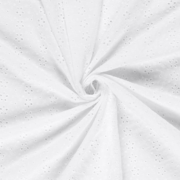Cotton Poplin fabric White embroidered 
