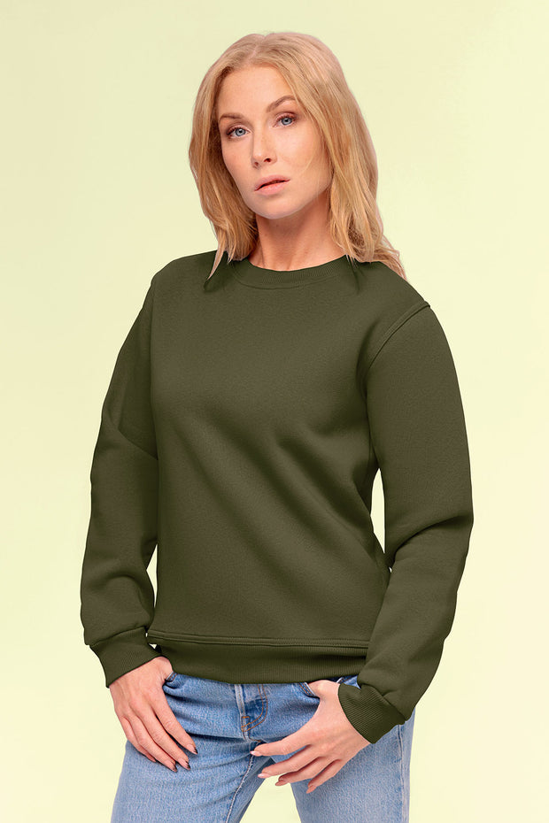 French Terry tissu Unicolore Vert kaki