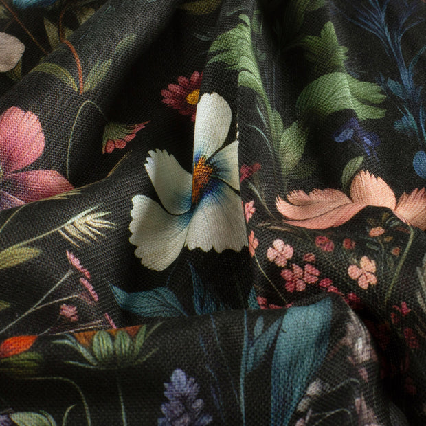 Panama fabric Flowers Black