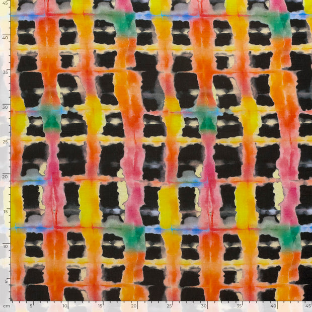 Woven Viscose Linen fabric Abstract Navy