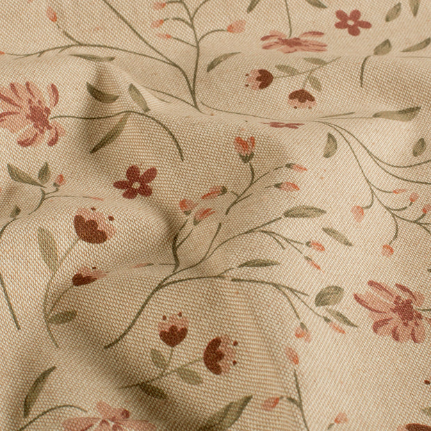 Aspect Lin tissu fleurs Beige
