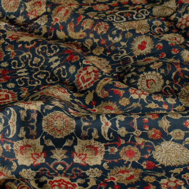 Cotton Poplin fabric Flowers Navy
